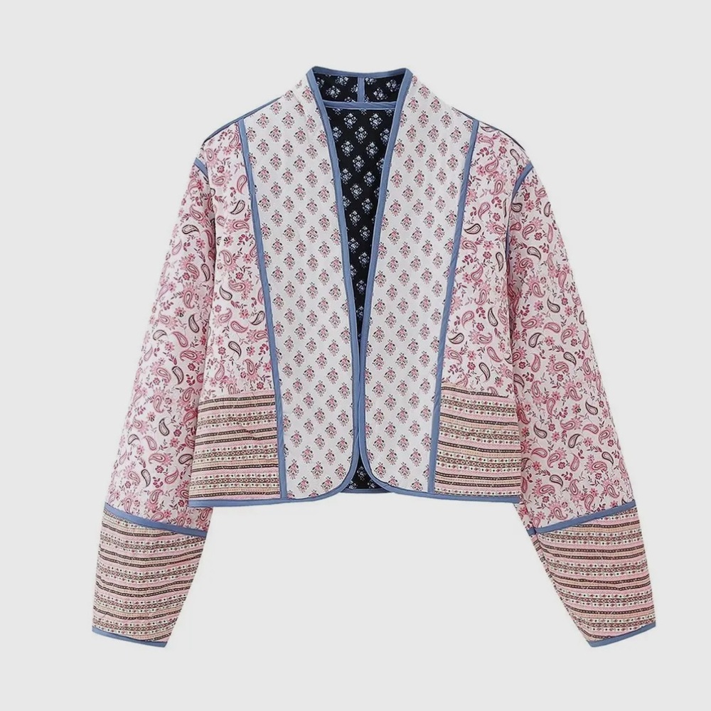 Reversible Floral Quilted Cropped Jacket